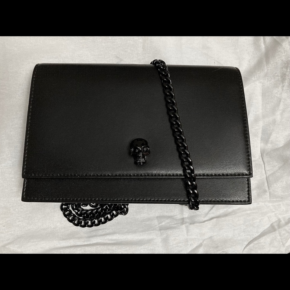 Alexander McQueen black mini skull crossbody bag